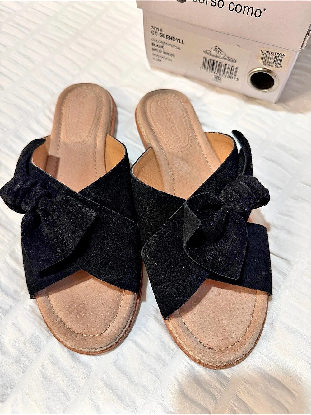 Corso Como Bow Slide Sandals in Black